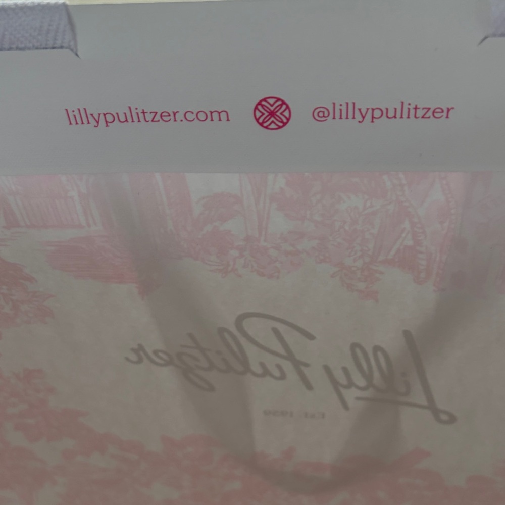 Lilly Pulitzer Pink and Gold Graphic Tote shopping bag - Picture 2 of 4